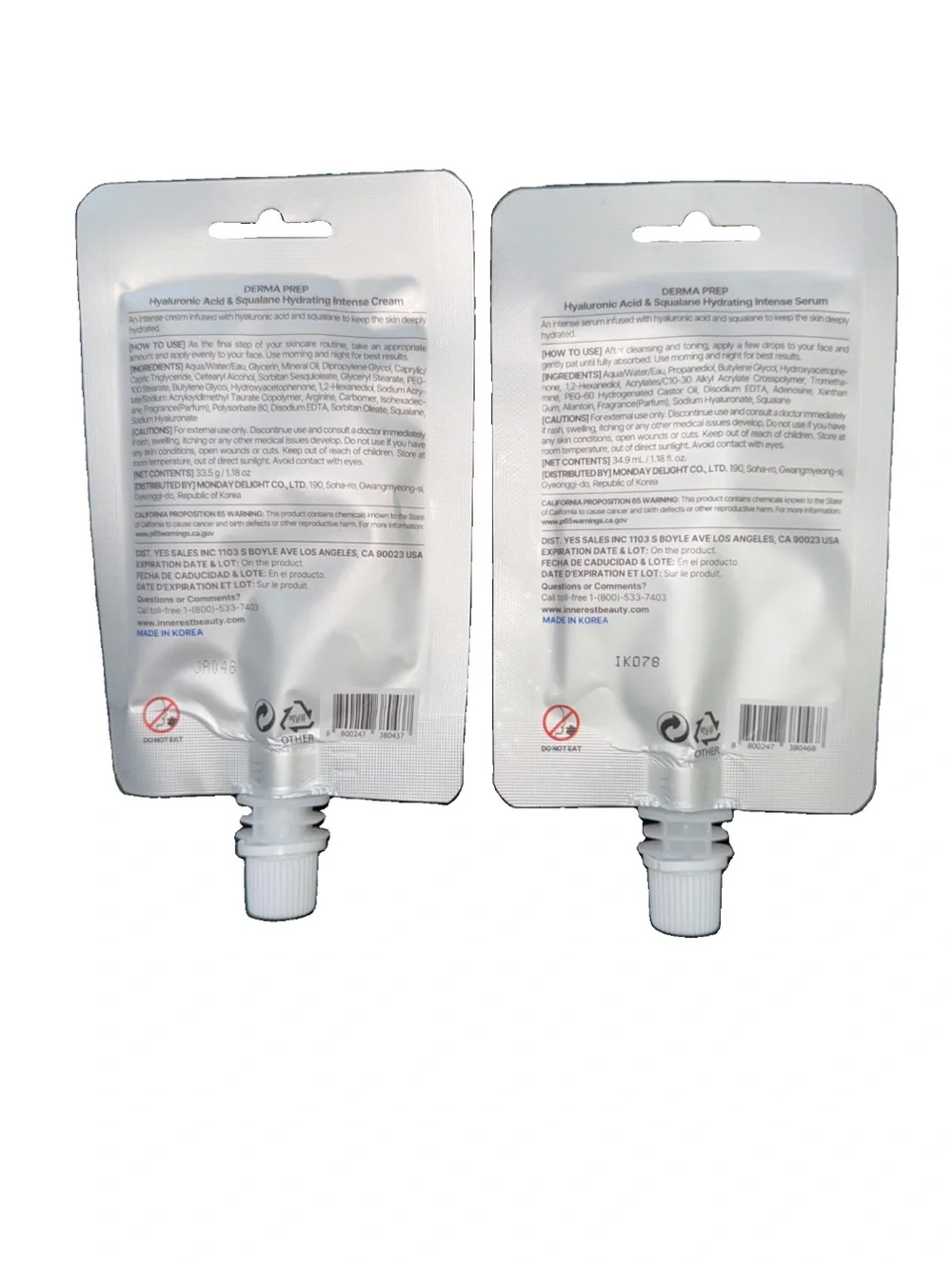 Derma Prep Hyaluronic Acid & Squalane Hydrating Cream & Serum Duo 1.18oz 2pk